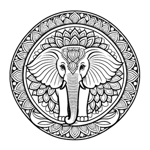 Einzigartiges Mandala mit majestätischem Elefanten und filigranen Mustern Ausmalbild für fantasievolle Farbzauberer und kleine Kunstliebhaber