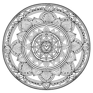Faszinierendes Mandala mit prachtvollen Blumen und Symbolen Ausmalmotiv für neugierige Entdecker und kreative Künstler