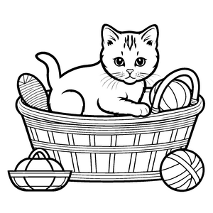 Neugierige Britisch Kurzhaar Katze in Wolle gefüllt Ausmalmotiv für kleine Entdecker mit kreativer Ader