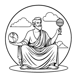 Philosoph mit Globus und Toga Malbild für kluge Entdecker auf Wissensreise