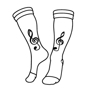 Melodische Socken mit bunten Noten-Mustern Ausmalbild für rhythmische kleine Künstler