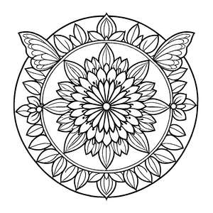 Fesselndes Mandala mit vielfältigen geometrischen Formen Ausmalmotivation für fantasievolle Entdecker und kleine Künstler
