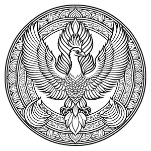 Majestätisches Mandala mit majestätischem Vogel-Motiv Ausmalbild für inspirierten Farbengenießer und träumerische Künstler