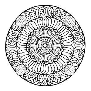 Intrikates Mandala mit kunstvollen geometrischen Mustern Malvorlage für neugierige Künstler und kreative Köpfe