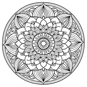 Elegantes Mandala mit floralen Elementen Ausmalbild für fantasievolle Freigeister und kleine Farbkünstler