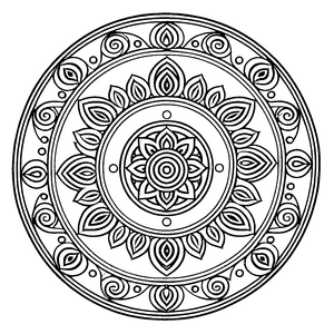 Fascinierendes Mandala mit spiralförmigem Design Ausmalvorlage für neugierige Traumschöpfer und kleine Kunstliebhaber