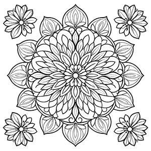 Zauberhaftes Mandala mit floralen Mustern Ausmalvorlage für fantasievolle Farbengestalter und kleine Kreativköpfe