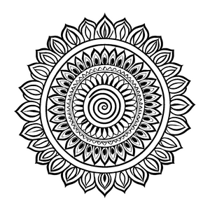 Bezauberndes Mandala mit spiralförmigem Muster Ausmalbild für eifrige Forscher und kreative Farbentdecker