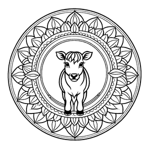 Verzaubertes Mandala mit zartem Tiermotiv für junge Fantasiekünstler und kreative Entdecker