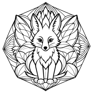 Faszinierendes Mandala mit schlauem Fuchs im Zentrum Ausmalbild für mutige Farbenfänger und kleine Entdeckungsfreunde