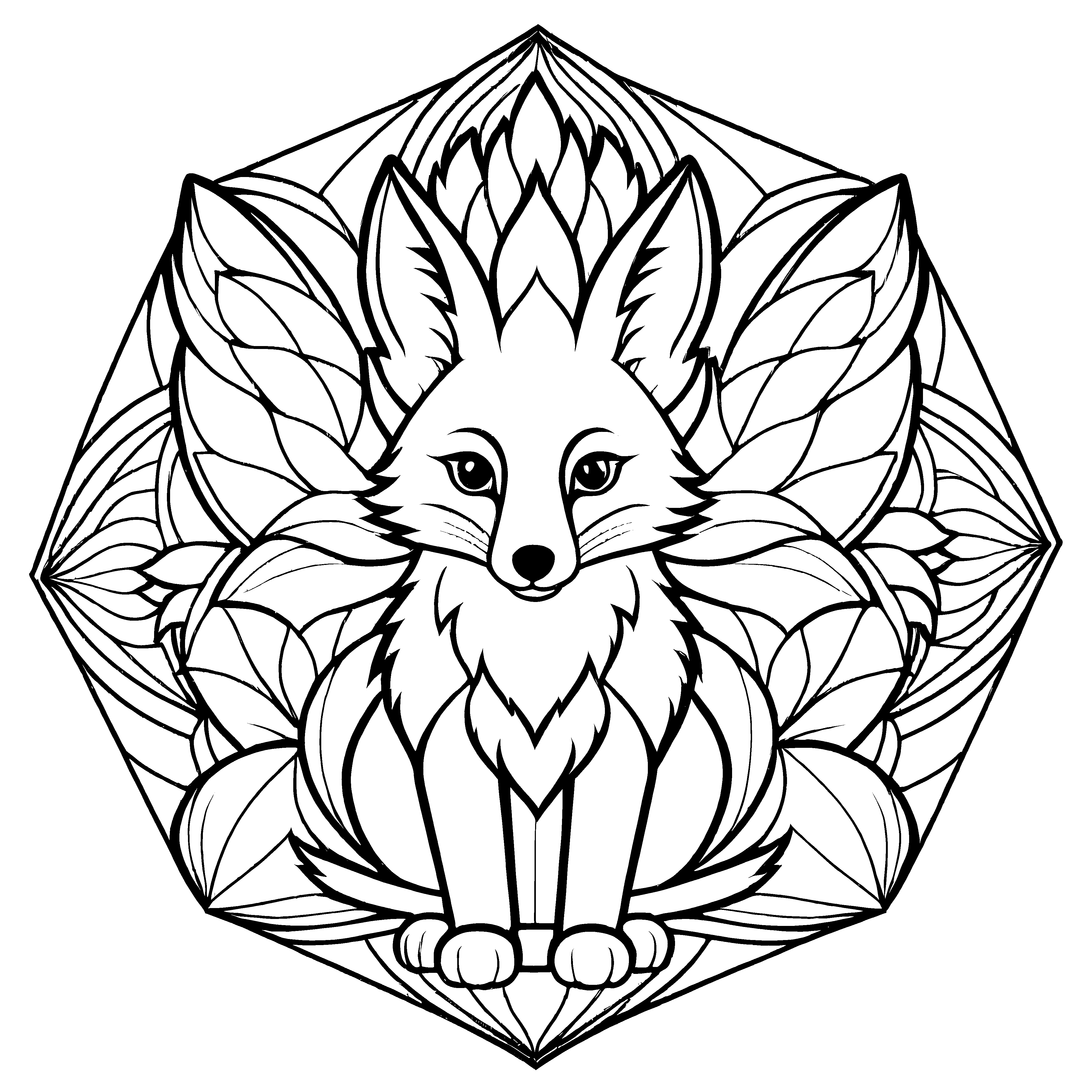 Faszinierendes Mandala mit schlauem Fuchs im Zentrum Ausmalbild für mutige Farbenfänger und kleine Entdeckungsfreunde