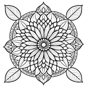 Faszinierendes Mandala mit zentralem Orangenblüten-Muster Ausmalbild für neugierige Farbkünstler und kreative Träumer