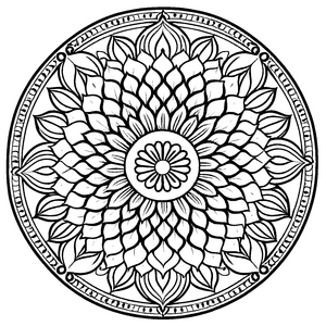 Bezauberndes Mandala mit zentralem Blumenmotiv Ausmalvorlage für fantasievolle Farbzauberer und kleine Kreativitätsexperten