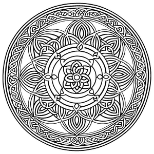 Faszinierendes Mandala mit verspielten geometrischen Designs Ausmalmotiv für neugierige Farbzauberer und kleine Kreativköpfe