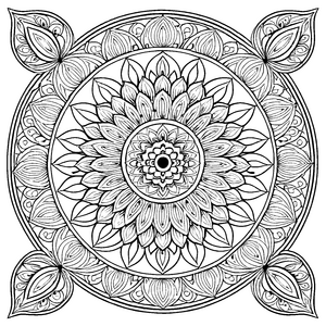 Fantasievolles Mandala mit blühenden Mustern Ausmalbild für neugierige Kunstzauberer und kleine Farbschöpfer