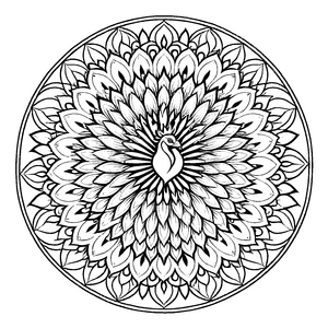 Majestätisches Mandala mit faszinierendem Vogel-Motiv Ausmalbild für kreative kleine Entdecker und geduldige Kunstschaffende