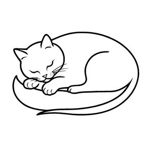 Schlafende schwarz-weiße Katze auf gemütlichem Möbelstück Ausmalbild für entspannte kleine Fantasten