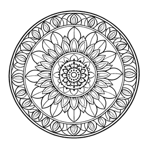 Bezauberndes Mandala mit tierischem Mittelpunkt Ausmalvorlage für fantasievolle Entdecker und kreative Farbgestalter