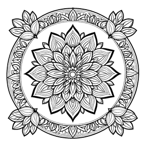 Blühendes Mandala mit detaillierten Blumenmustern Ausmalmotivation für kleine Künstler und gestaltende Träumer