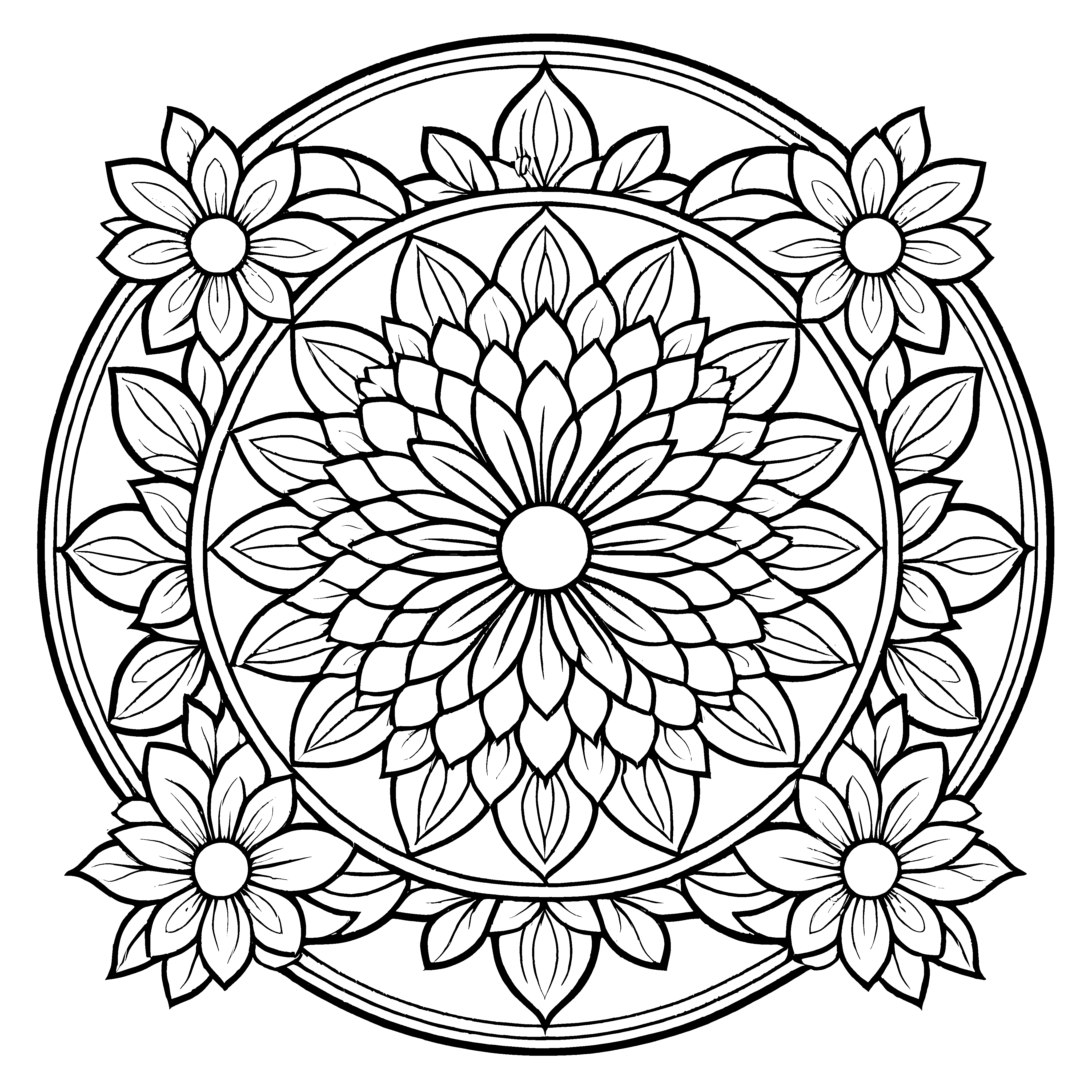 Faszinierendes Mandala mit kunstvollen Mustern Ausmalbild für träumerische Entdecker und farbenfrohe Kreativköpfe