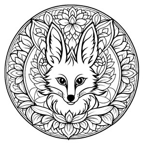 Fascinierendes Mandala mit majestätischem Fuchs und kunstvollen Ornamenten Ausmalmotiv für träumerische Farbhelden und kleine Designentdecker