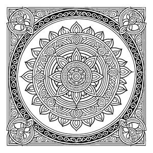 Fesselndes Mandala mit hypnotischem Augenmuster Ausmalvorlage für kreative Künstler und fantasiebegeisterte Entdecker