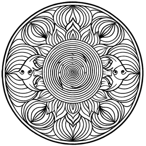 Bezauberndes Mandala mit spiralförmigem Muster Ausmalvorlage für kleine Künstler und träumerische Farbzauberer