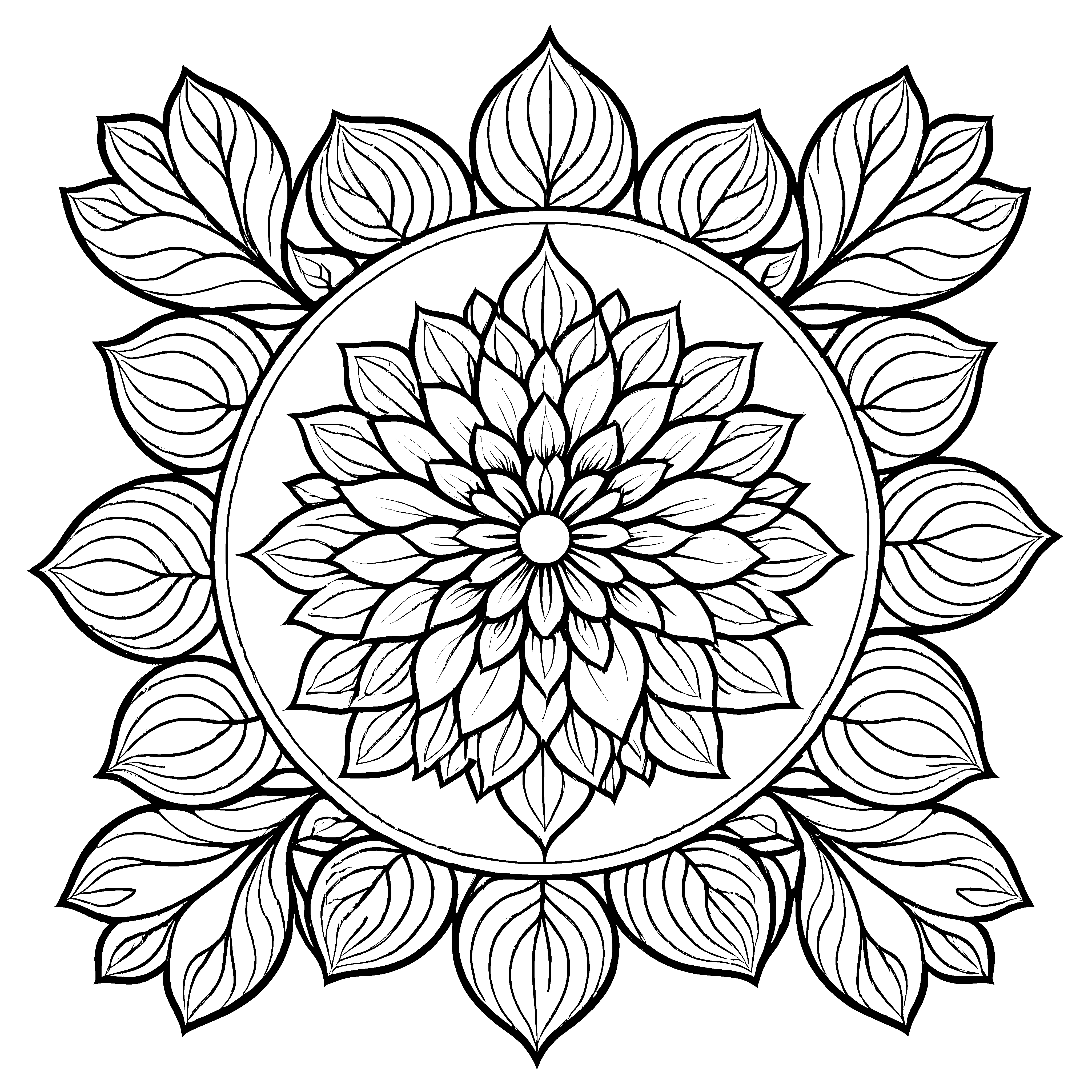 Faszinierendes Mandala mit kontrastreichen geometrischen Mustern Ausmalbild für kleine Farbträumer und kreative Entdecker