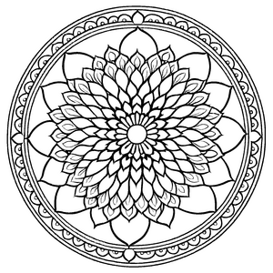Wundervolles Mandala mit blühendem Floral-Design Malvorlage für fantasievolle Farbträumer und kleine Musterliebhaber