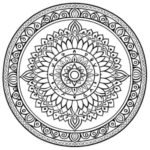 Magisches Mandala mit floralen Ornamenten Ausmalvorlage für fantasiebegabte Farbzauberer und kleine Kunstschaffende