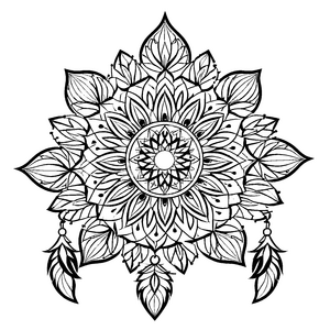 Bezauberndes Mandala mit strahlender Sonne und zarten Blättern Ausmalvorlage für träumerische Farbzauberer und junge Entdecker