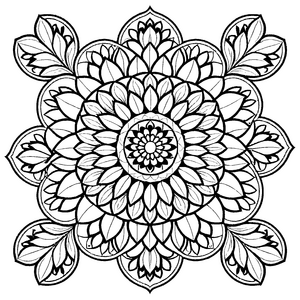 Beeindruckendes Mandala mit kunstvollen Zentren und Mustern Ausmalvorlage für fantasievolle Farbkünstler und neugierige Mini-Designer