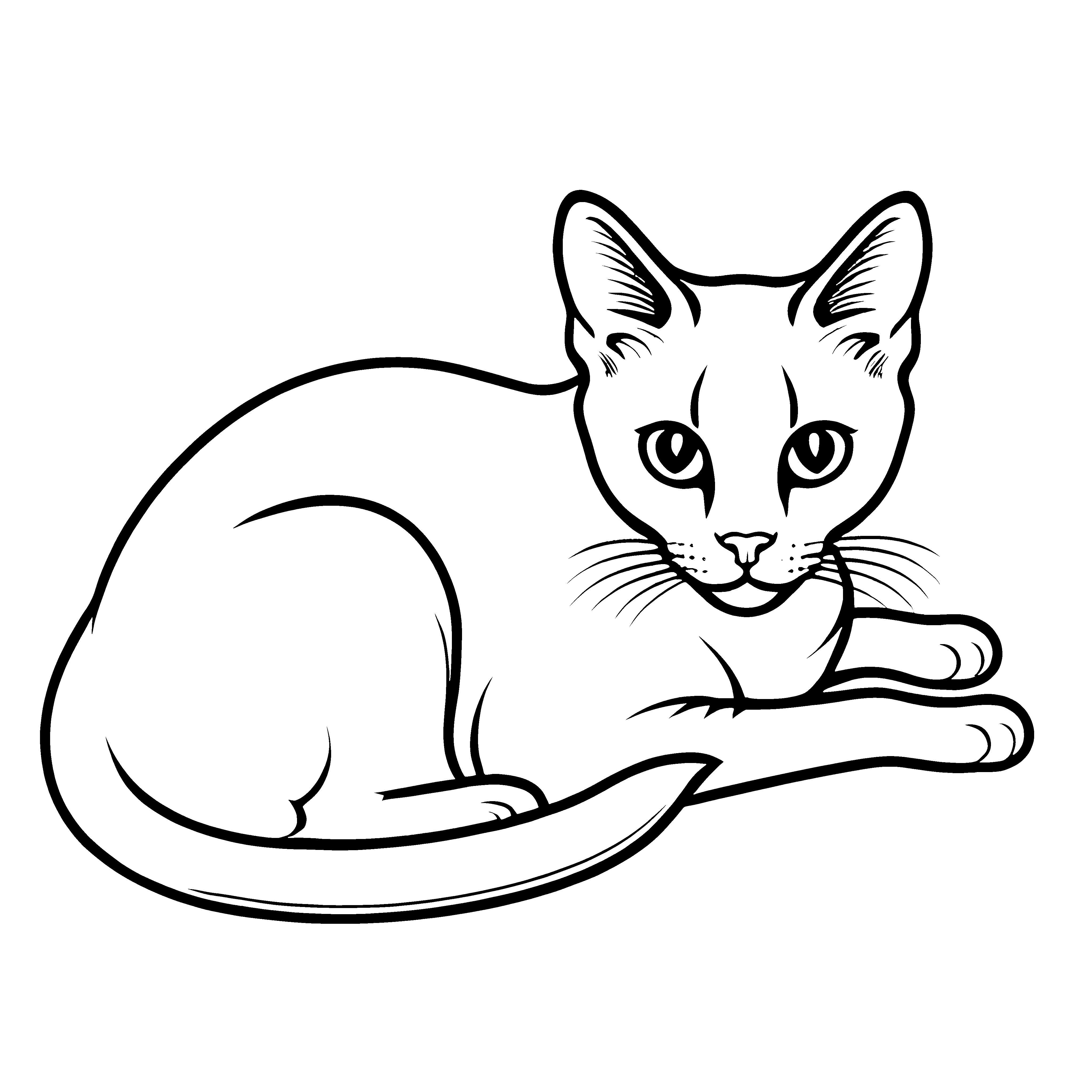 Elegante Siamkatze in entspannter Liegeposition Ausmalbild für träumerische Tierfreunde mit Sinn für Schönheit