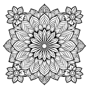 Faszinierendes Mandala mit floralen Motiven und Mustern Ausmalbild für kreative Farbzauberer und hintergründige Entdecker