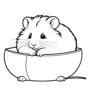 Bezaubernder Hamster in buntem Schalenparadies Malvorlage für kleine Entdecker