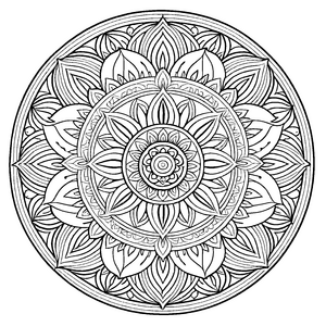 Lebhaftes Mandala mit filigranem Blumendesign Ausmalmotiv für kreative Entdecker und kunstbegeisterte Träumer