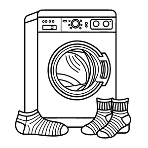 Bezaubernde Socken neben der Waschmaschine Malvorlage für fröhliche Sprungkünstler
