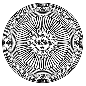 Faszinierendes Mandala mit harmonischen geometrischen Mustern Ausmalvorlage für kreative Träumer und neugierige Farbentdecker