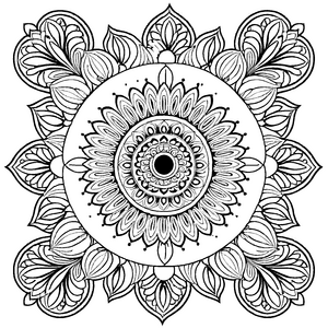 Kunstvolles Mandala mit spannendem Mustermix Malvorlage für neugierige Farbzauberer und kleine Traumschmiede