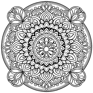 Faszinierendes Mandala mit floralen Mustern Malvorlage für neugierige Entdecker und kreative Farbzauberer
