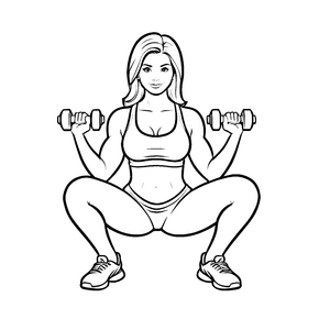 Athletische Frau beim Hanteltraining Ausmalbild für motivierte Fitness-Fans