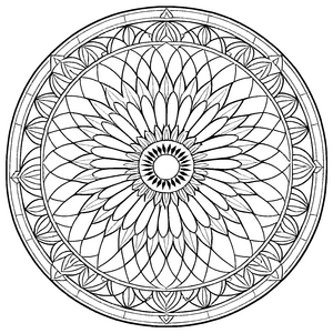 Faszinierendes Mandala mit strahlender Sonnenblume und geometrischen Formen Ausmalvorlage für kleine Farbzauberer und neugierige Künstler