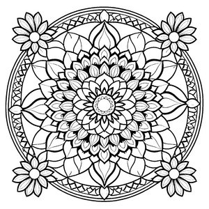 Bezauberndes Mandala mit verschnörkelten Ausmalvorlage für neugierige Künstler und kleine Farbenzauberer
