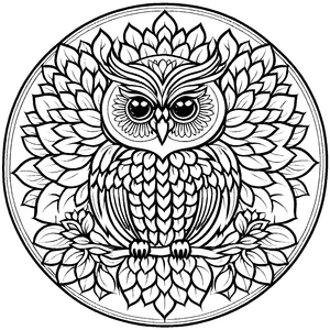 Faszinierendes Mandala mit einer geheimnisvollen Eule Ausmalbild für kleine Entdecker und kreative Träumer