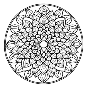 Bezauberndes Mandala mit filigranen Blattmustern Ausmalvorlage für neugierige Kreativlinge und fantasievolle Gestalter