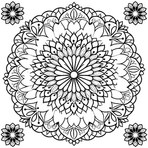 Einzigartiges Mandala mit faszinierenden Mustern und zauberhaften Details Ausmalbild für kreative Farbträumer und neugierige Visionäre