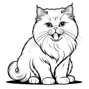 Überraschende Perserkatze mit großen Augen und offenem Mund Ausmalmotiv für neugierige Katzenliebhaber