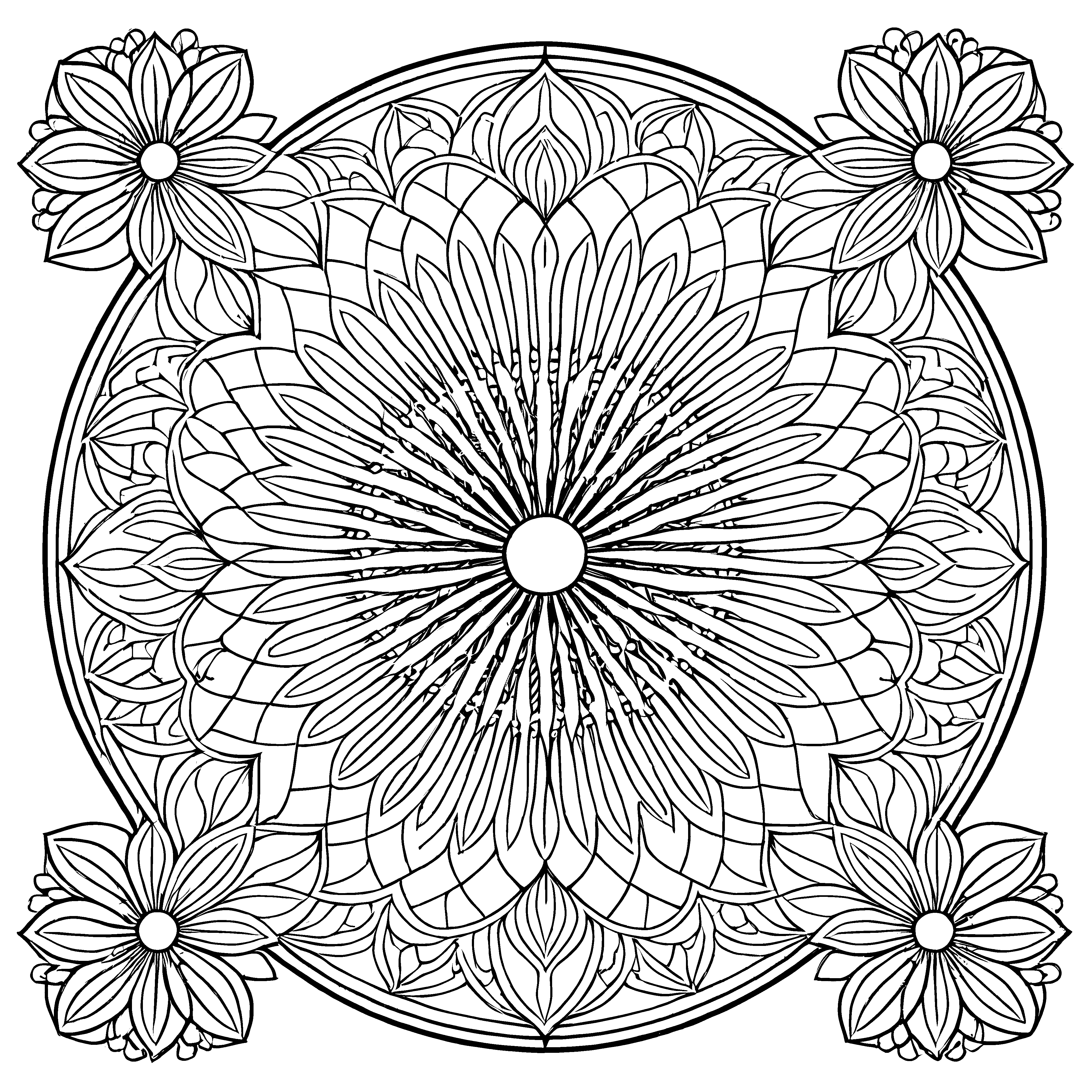 Verzauberndes Mandala mit Sternen und floralen Mustern Ausmalbild für kleine Künstler und fantasievolle Entdecker