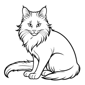 Elegante Langhaarkatze mit süßer Nase Malvorlage für künstlerische Entdecker
