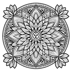Faszinierendes Mandala mit Löwenmotiv und floralen Ornamenten Ausmalmotiv für kunstbegeisterte Entdecker und kleine Farbhelden